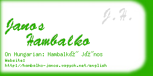 janos hambalko business card